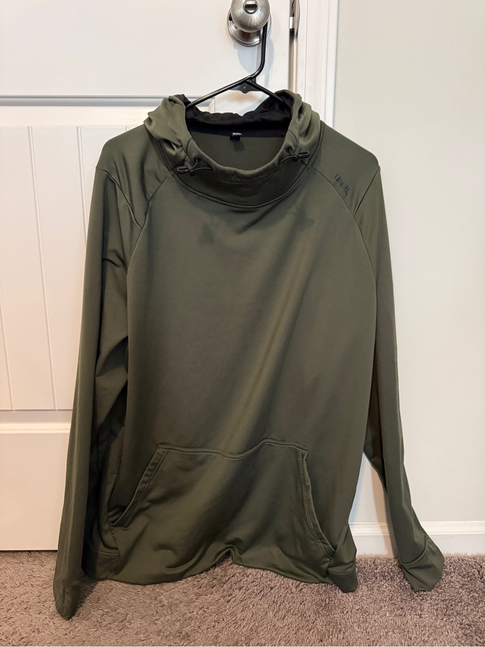 UNRL Men's Olive Green Performance Hoodie Shirt